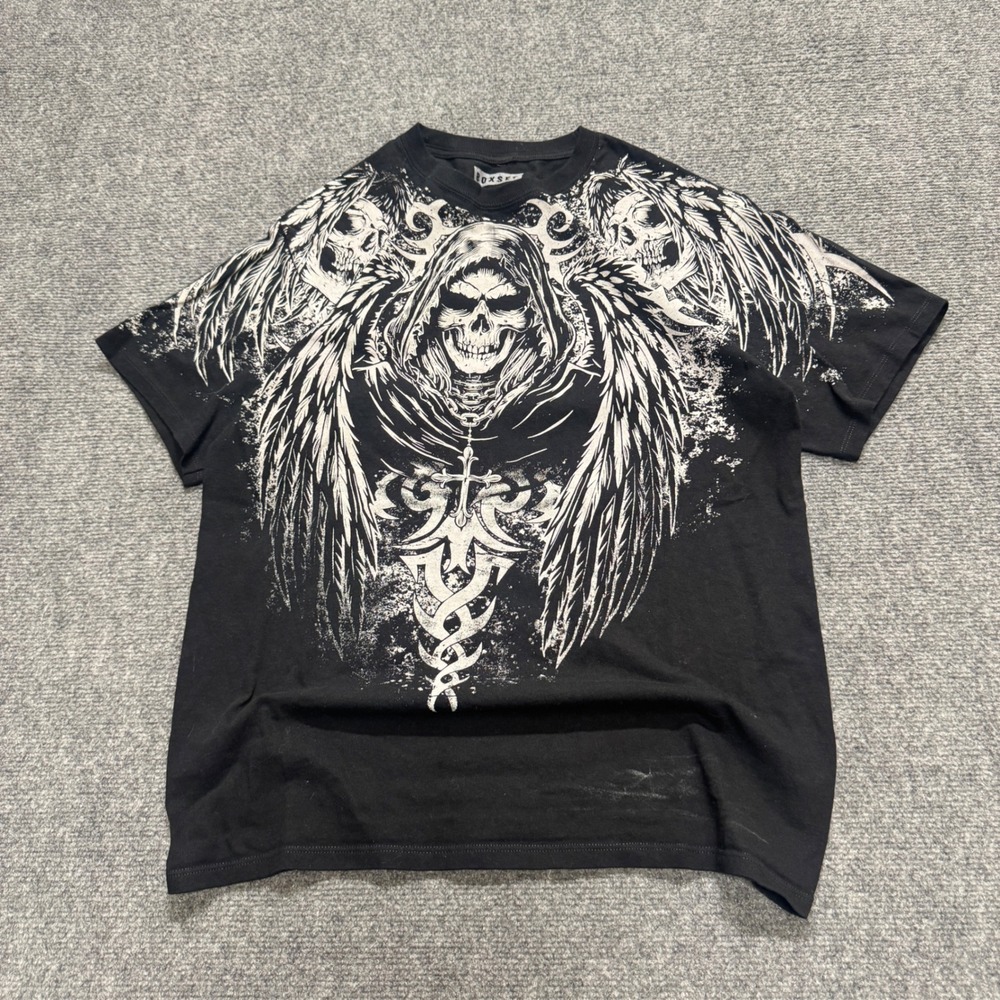 Y2K Afliction Grunge T-shirt Men's M Black faded Skater 90s
